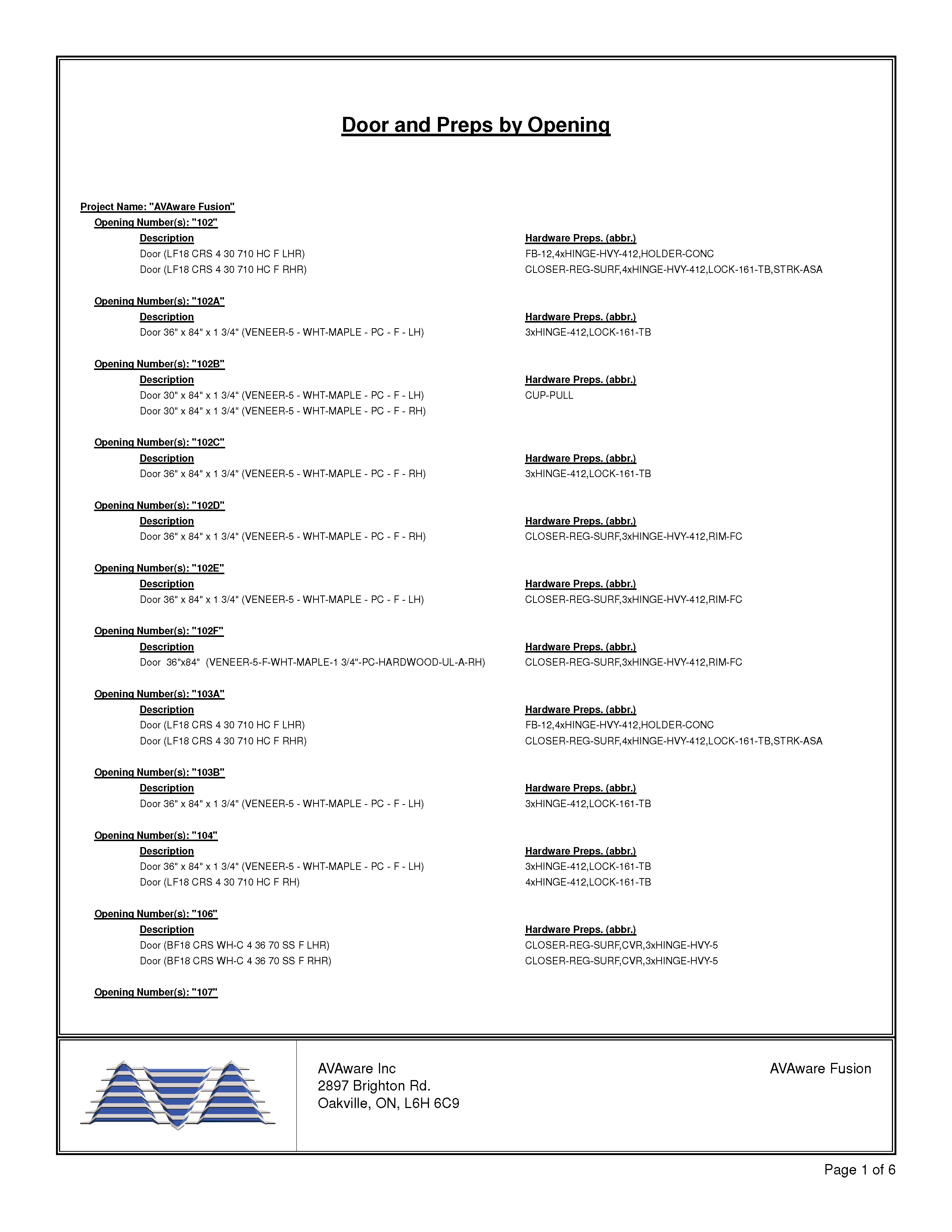 Door and Preps by Opening Page 1